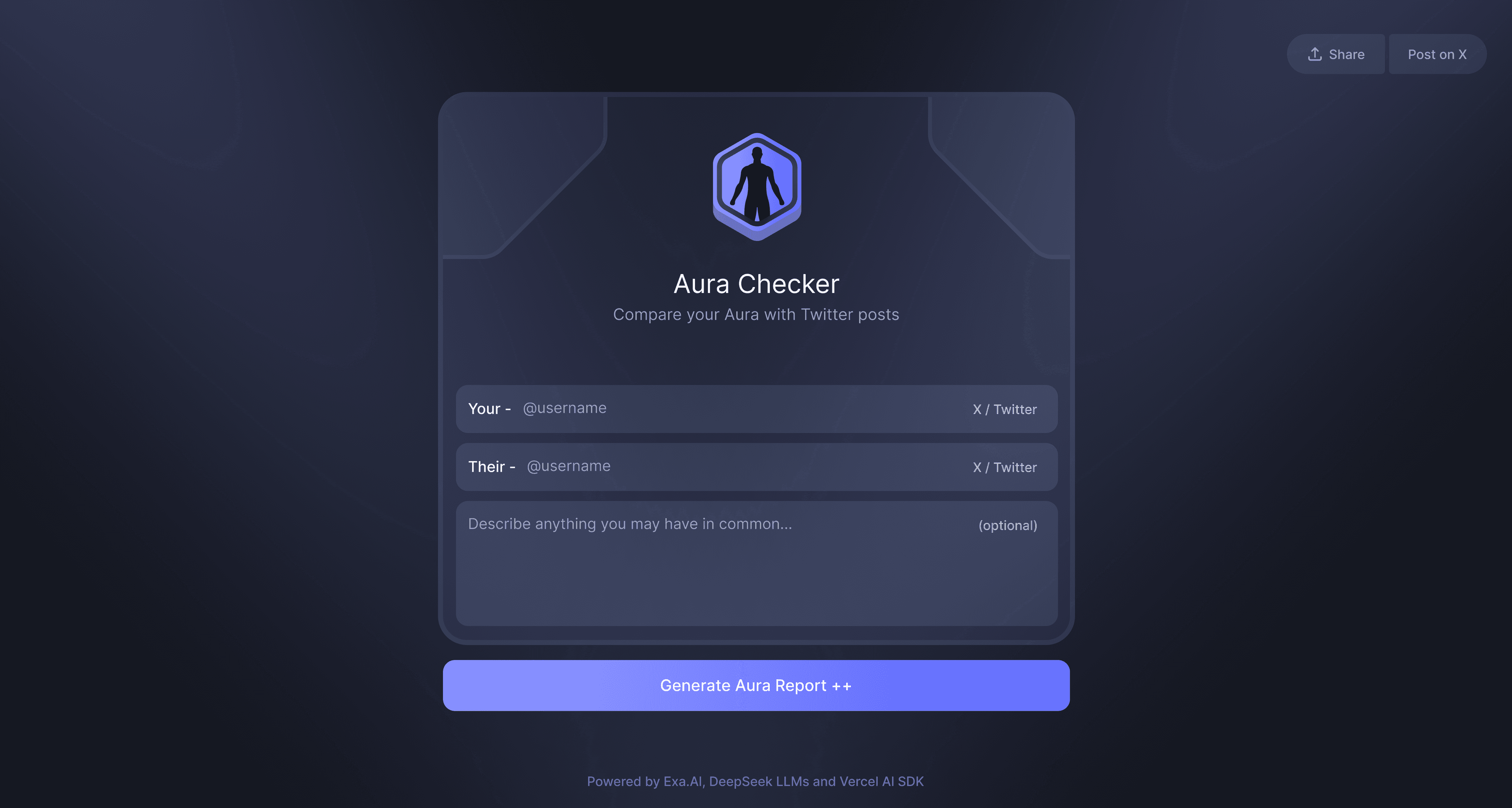 Aura Checker — input screen
