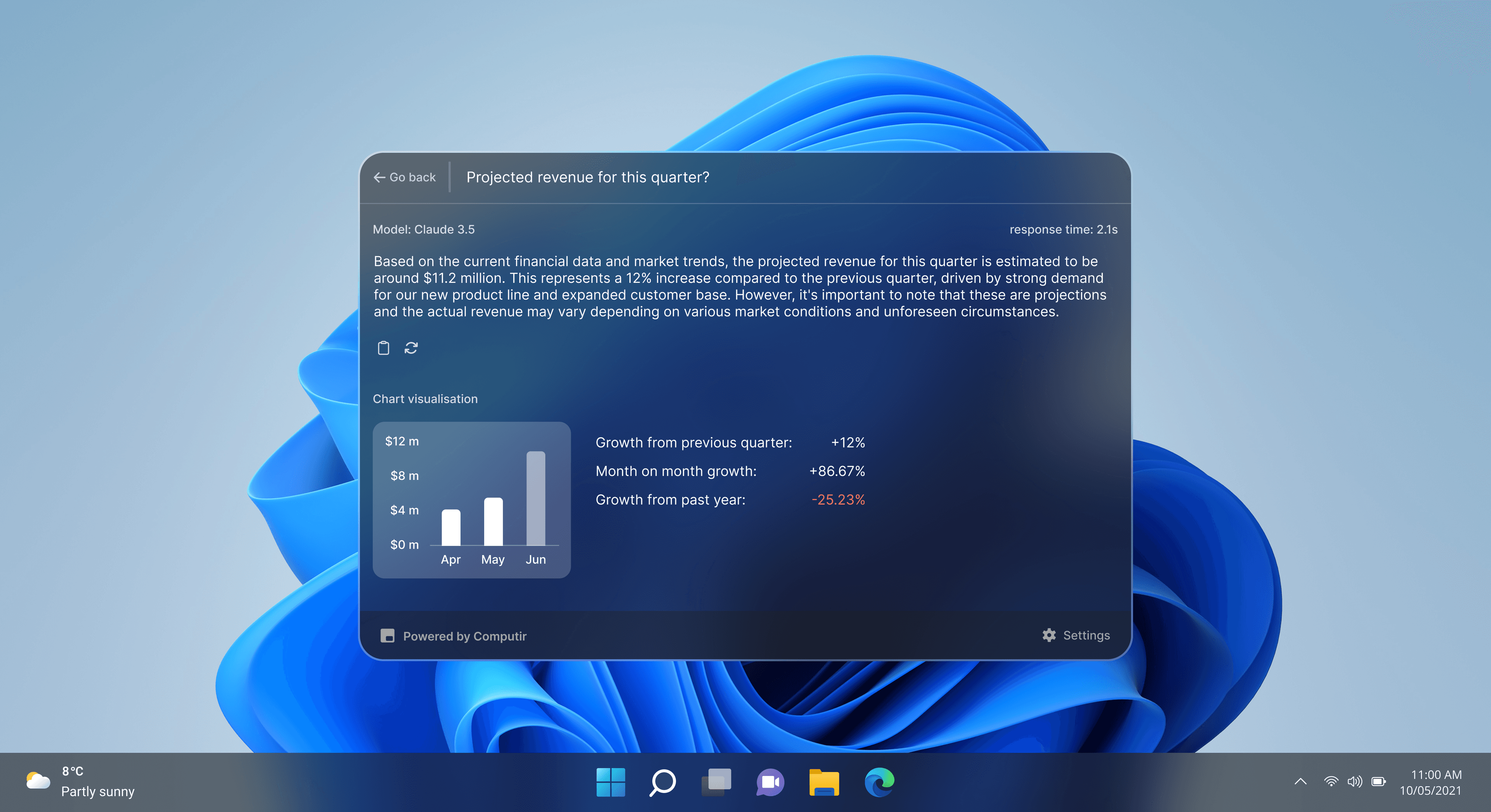 Windows AI assistant widget